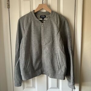 Express Gray Stretch Bomber Jacket
